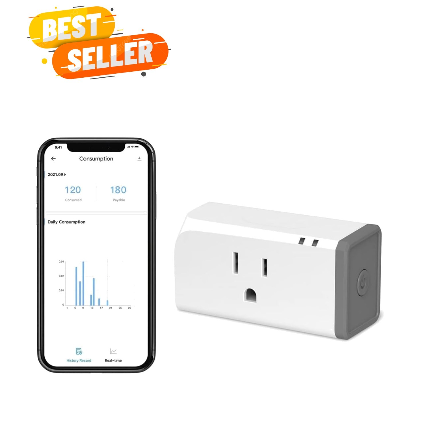 WiFi Smart Plug with Energy Monitoring, 15A Smart Outlet Timer Switch  Certif...