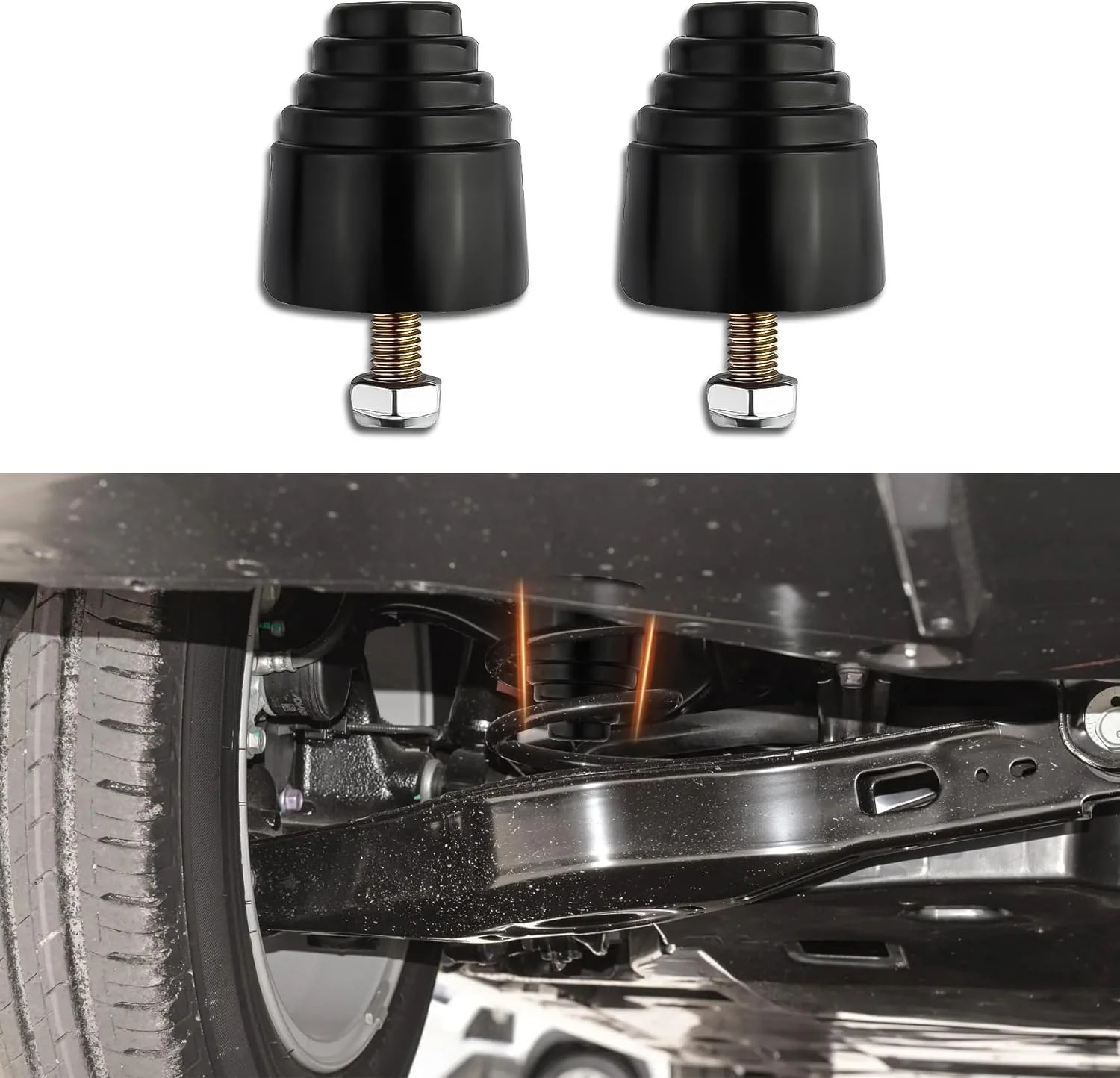 2PCS Suspension Bump Stop, Rear Leaf Spring Bumpers, Bump Stops Kit with Nuts, U
