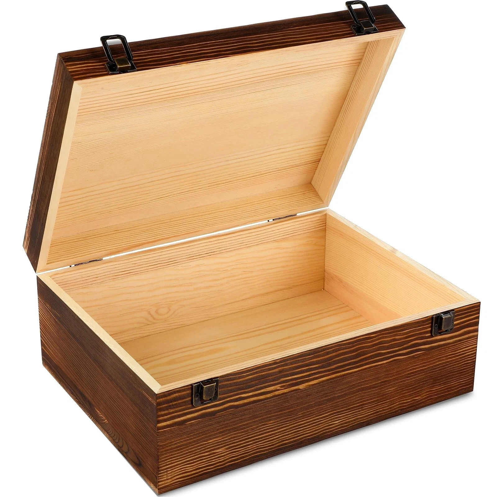 Barydat Extra Large Wooden Memory Box with Hinged Lid for Keepsakes Unfinishe...