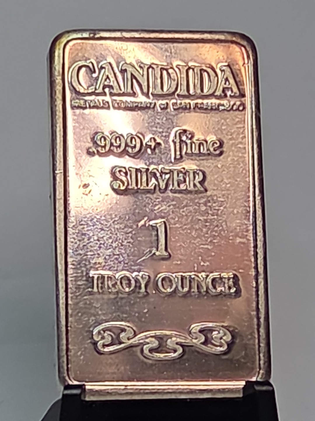 Rare 1980s Candida Metals San Francisco 1 Troy Oz 999 Silver Art Bar #670