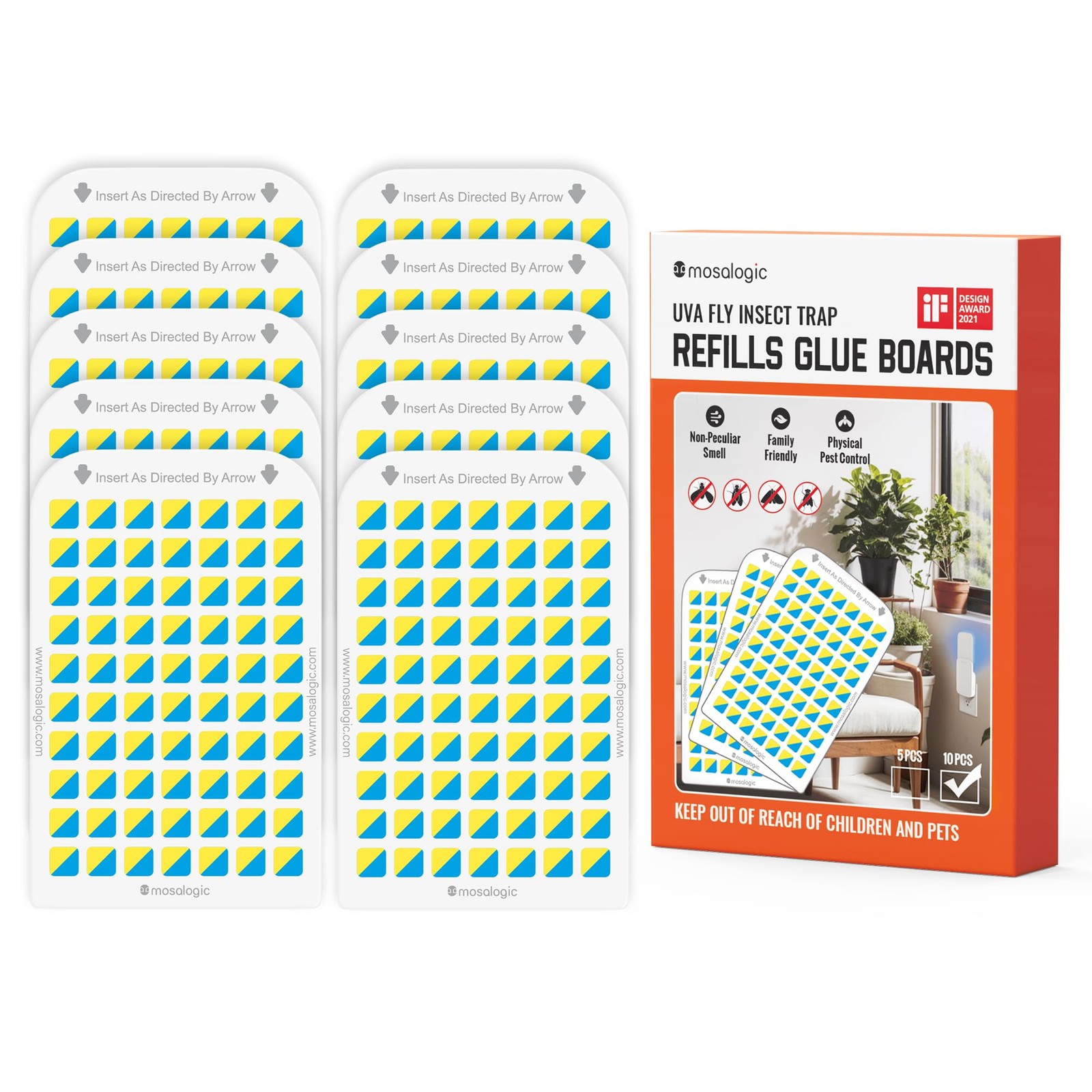 Mosalogic Sticky Card Plug Refill Replacement Glue Cards for Flying Insect Tr...