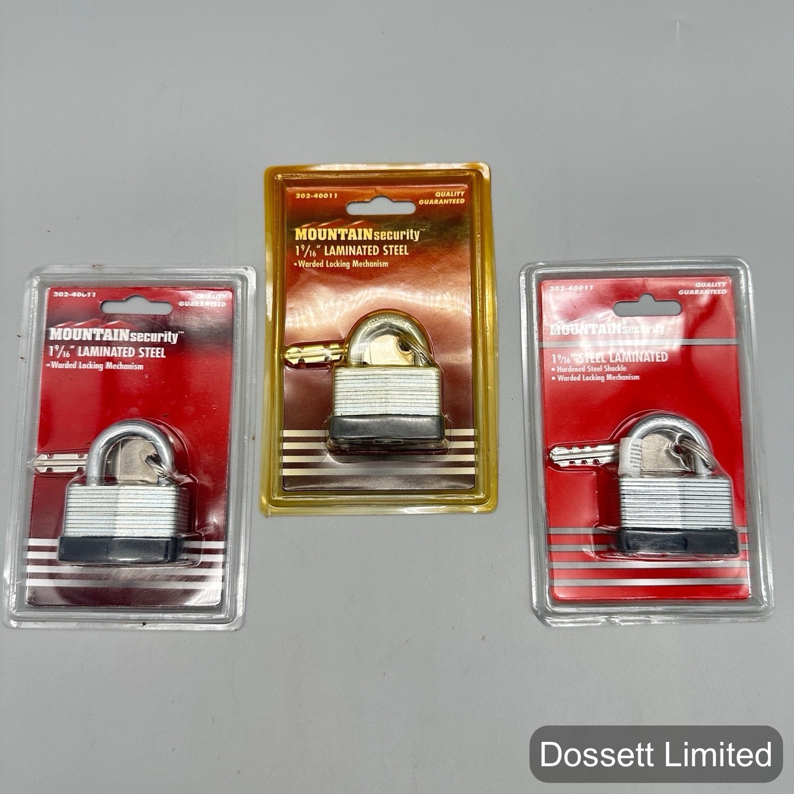 3-Mountain Security Padlock 1-9/16 Steel Laminated (202-40011), Packaging Varies