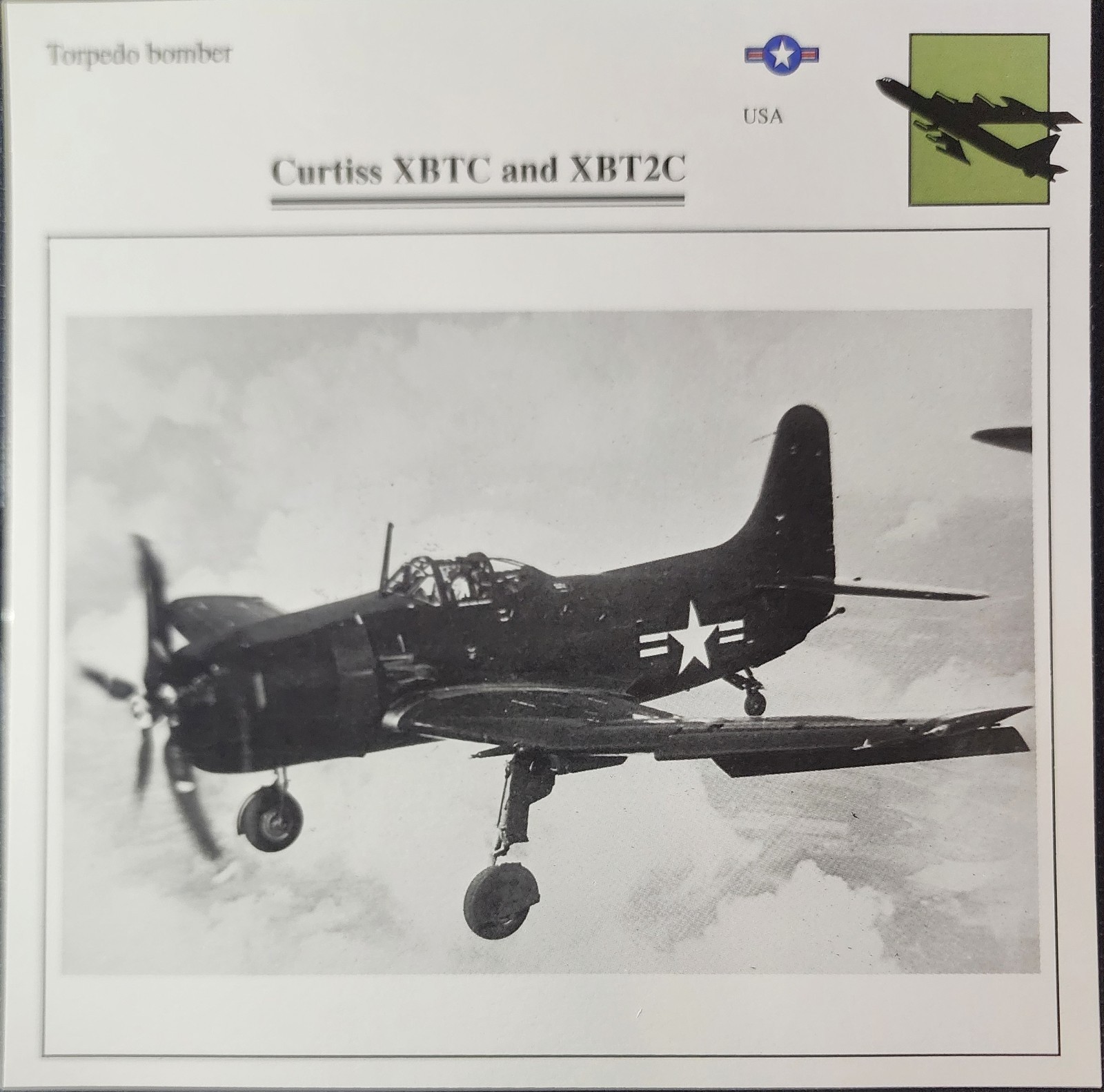 Curtiss XBTC XBT2C Plane Picture Vtg Original Aircraft Info Collector Card