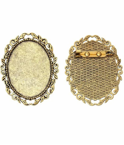 40x30mm Antique Gold Brooch Setting Cameo Setting with Pin 760x
