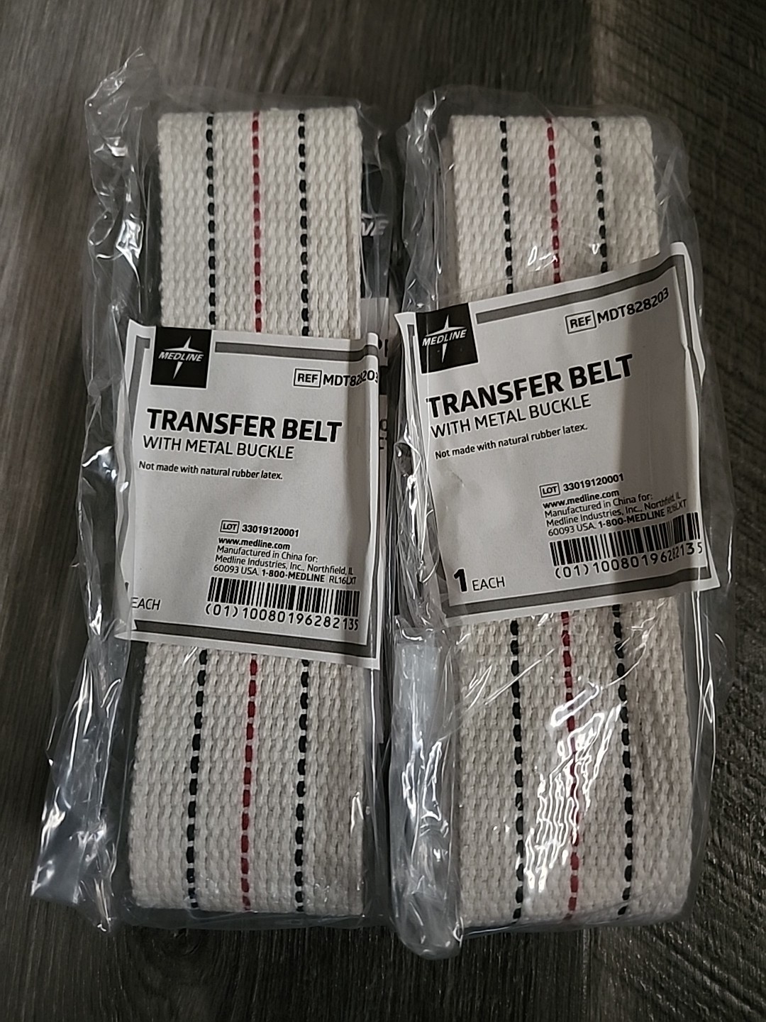 NEW SEALED Medline MDT828203 Transfer Gait Belt 60" Metal Buckle Natural A4