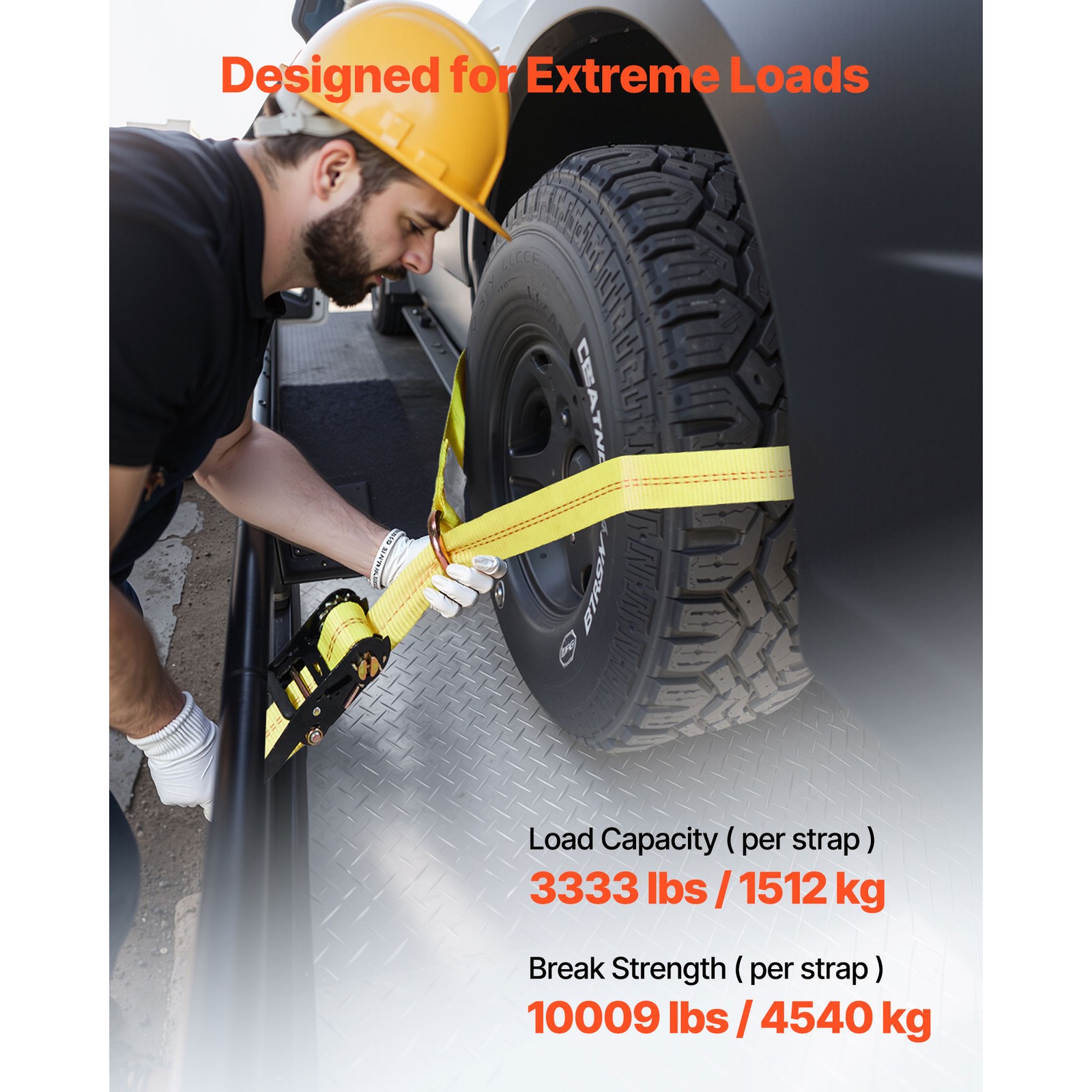 Uimoso Wheel Chock Tie-Down Kit with Flat Hook, 10,009 lbs Load Capacity