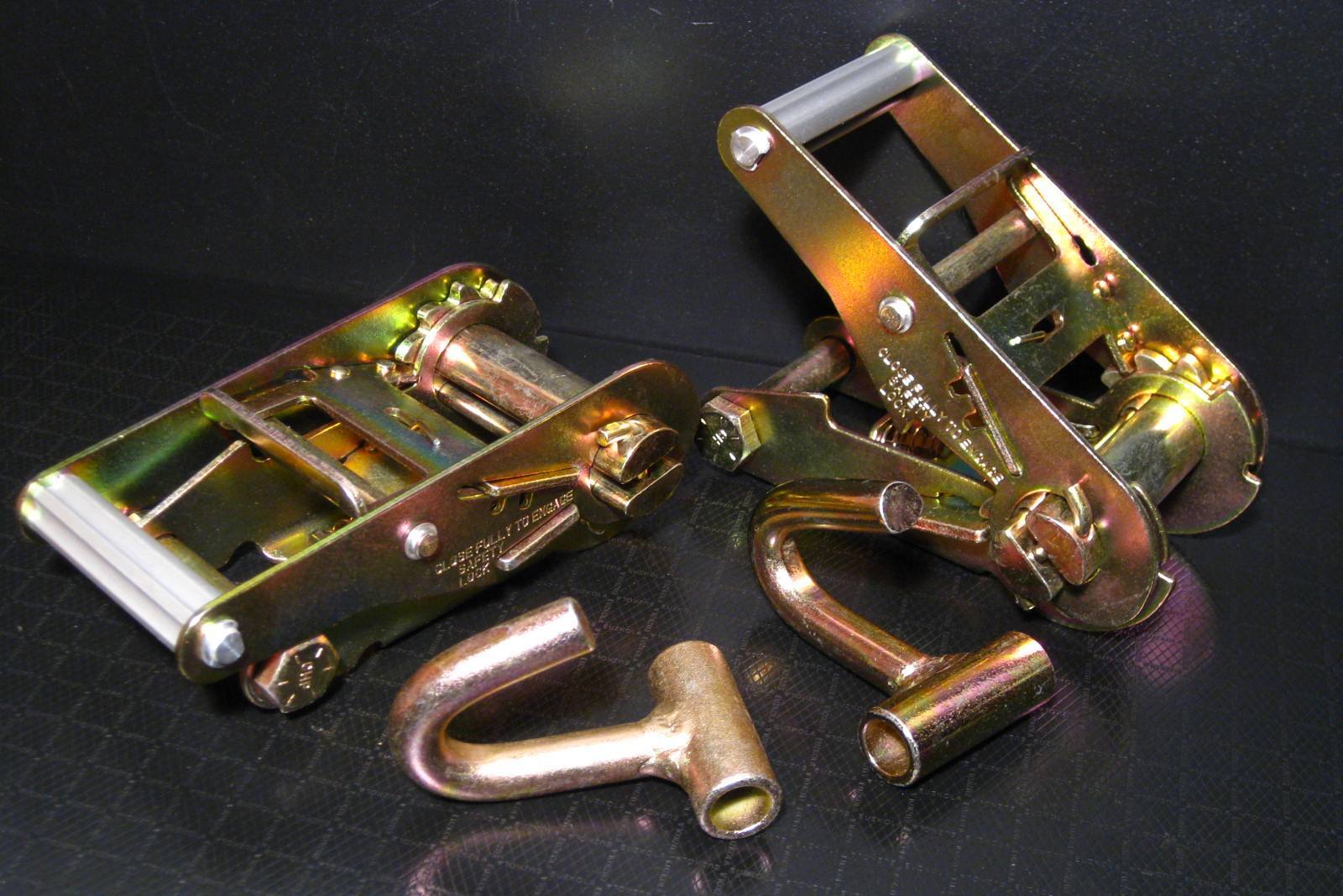 (2) 2" Ratchet (2) Finger J Hook f Wrecker Towing Tow Car Dolly Tie Down Straps