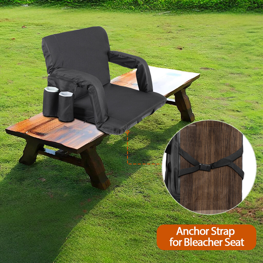 Extra Wide Portable Stadium Seat for Bleachers Padded Stadium Chair w/Back & Arm