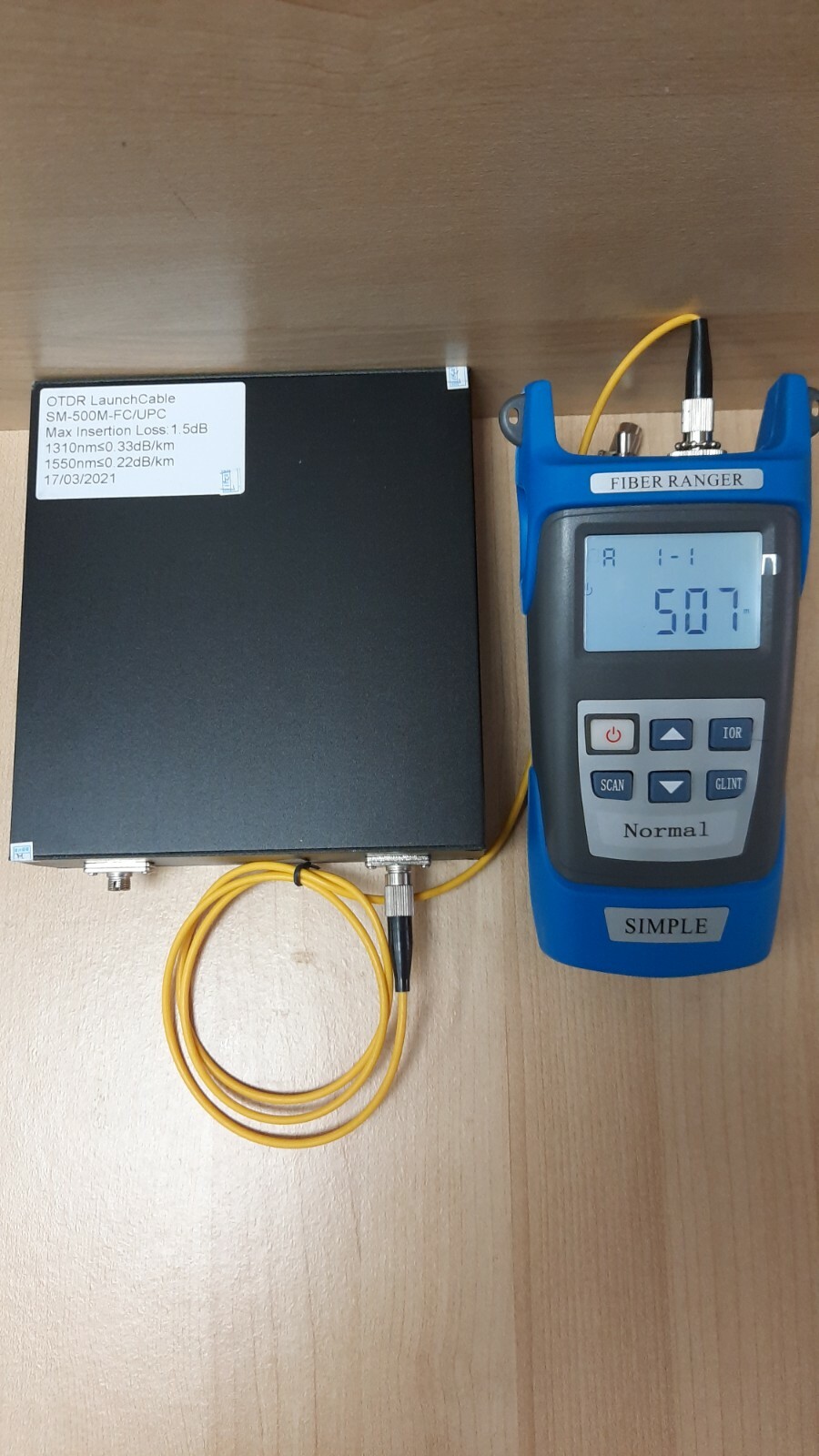 500M Mini FC SM 9/125um 1310/1550nm Bare Fiber OTDR Launch Cable Box