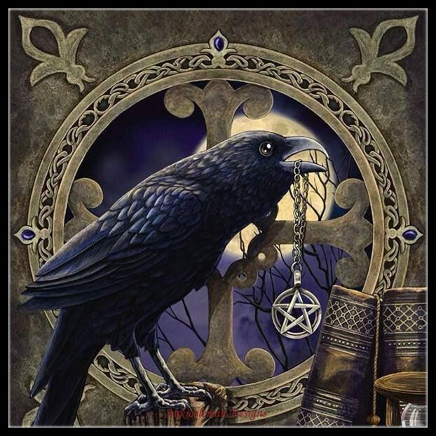 Chart Needlework DIY - Counted Cross Stitch Patterns - Talisman Crow Pentagram