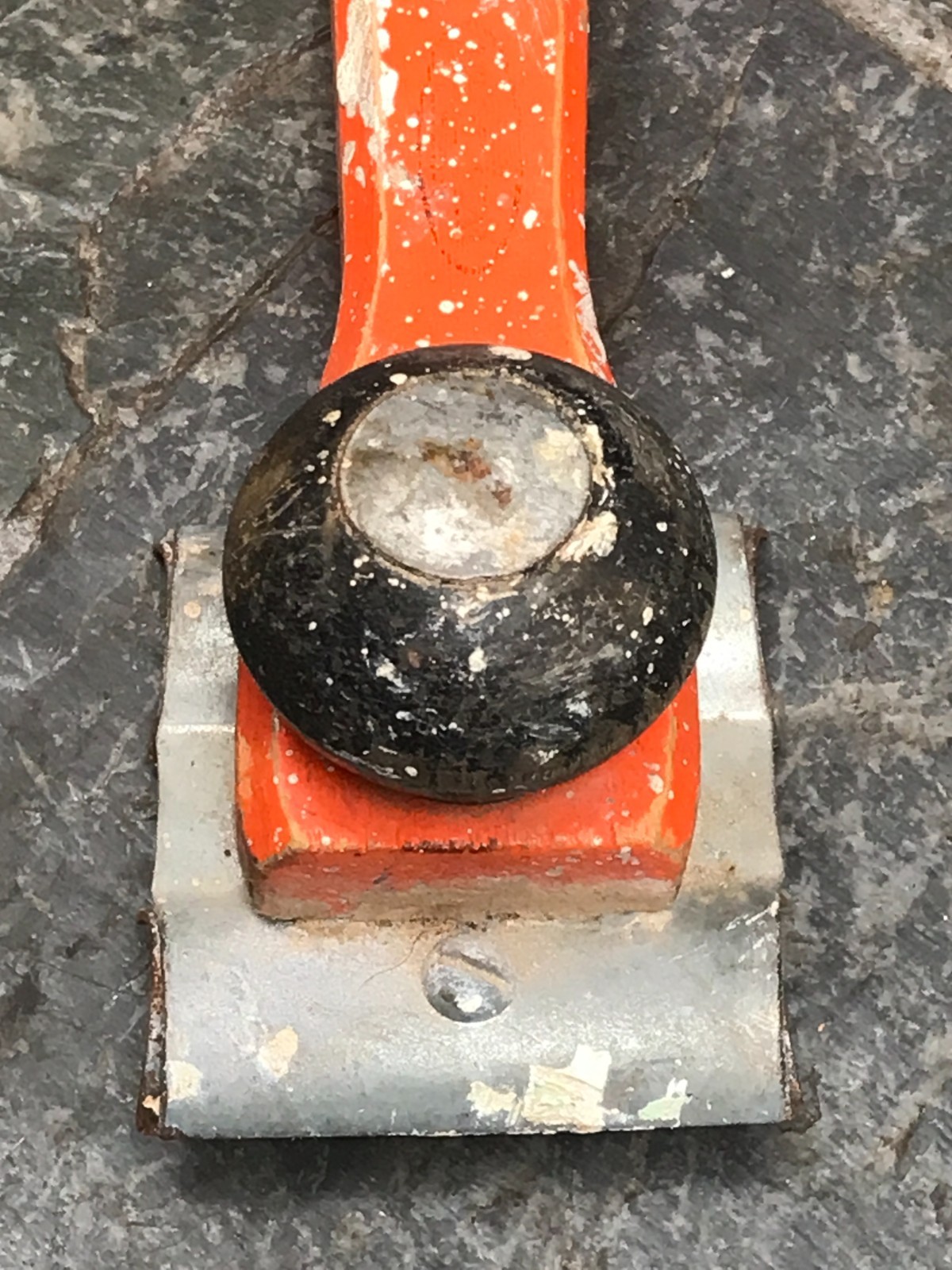 Vintage Old Orange 2-1/2" Scraper Head Wood Handle Tool