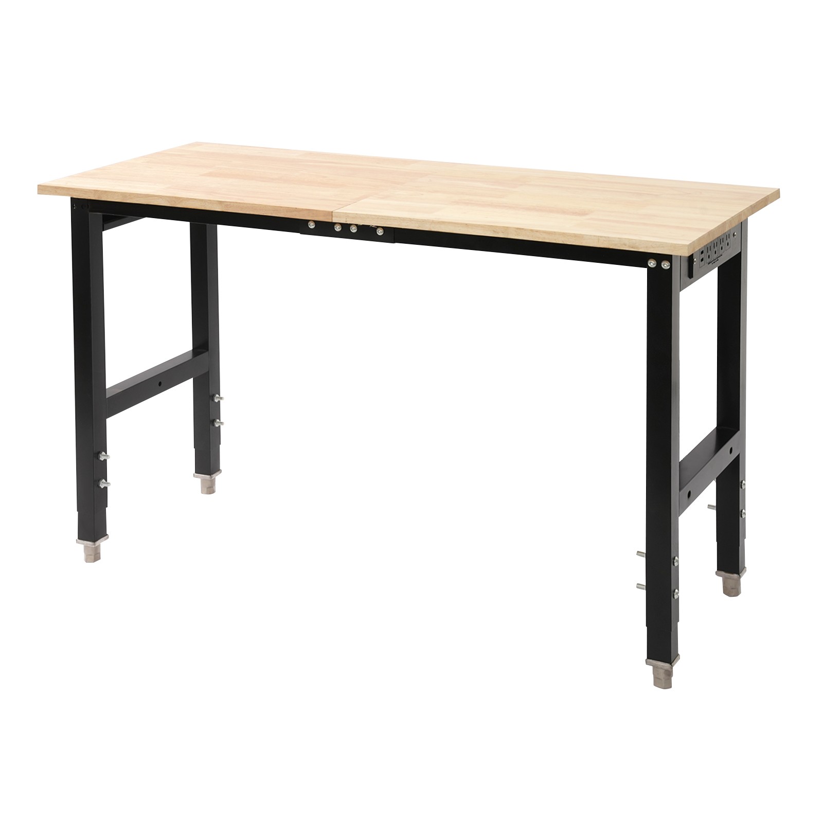 Adjustable Height Workbench w/ Power Strip Working Table Heavy-Duty Work Desk