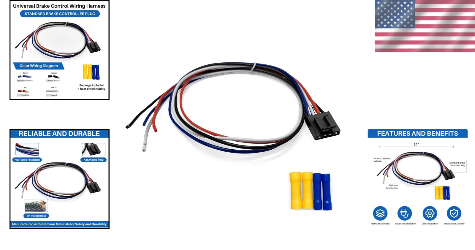 Universal Trailer Brake Controller Wiring Harness - Compatible with Tekonsha ...