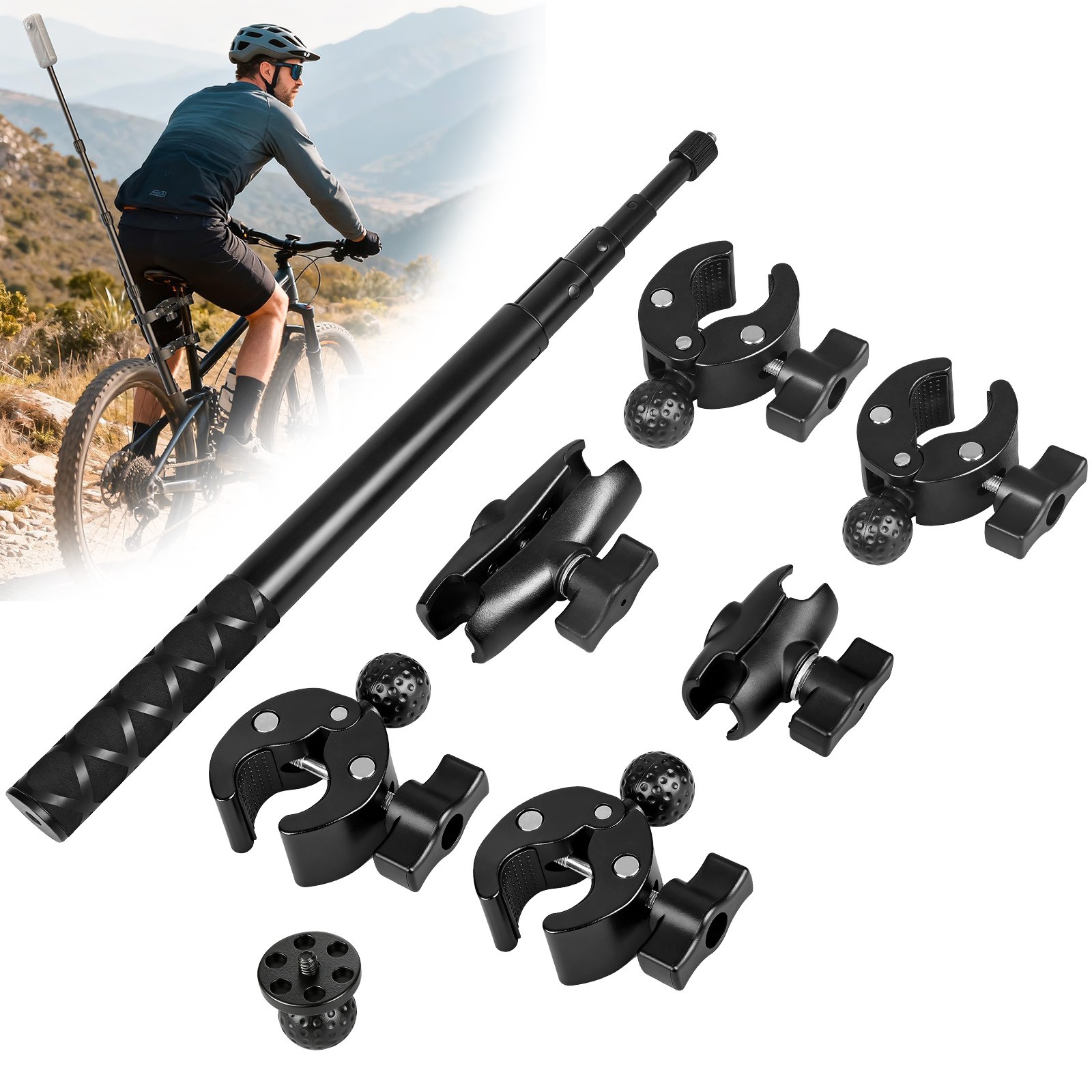 Motorcycle Camera Mount Bike Handlebar Clamp Holder Selfie Stick for Insta360 X4
