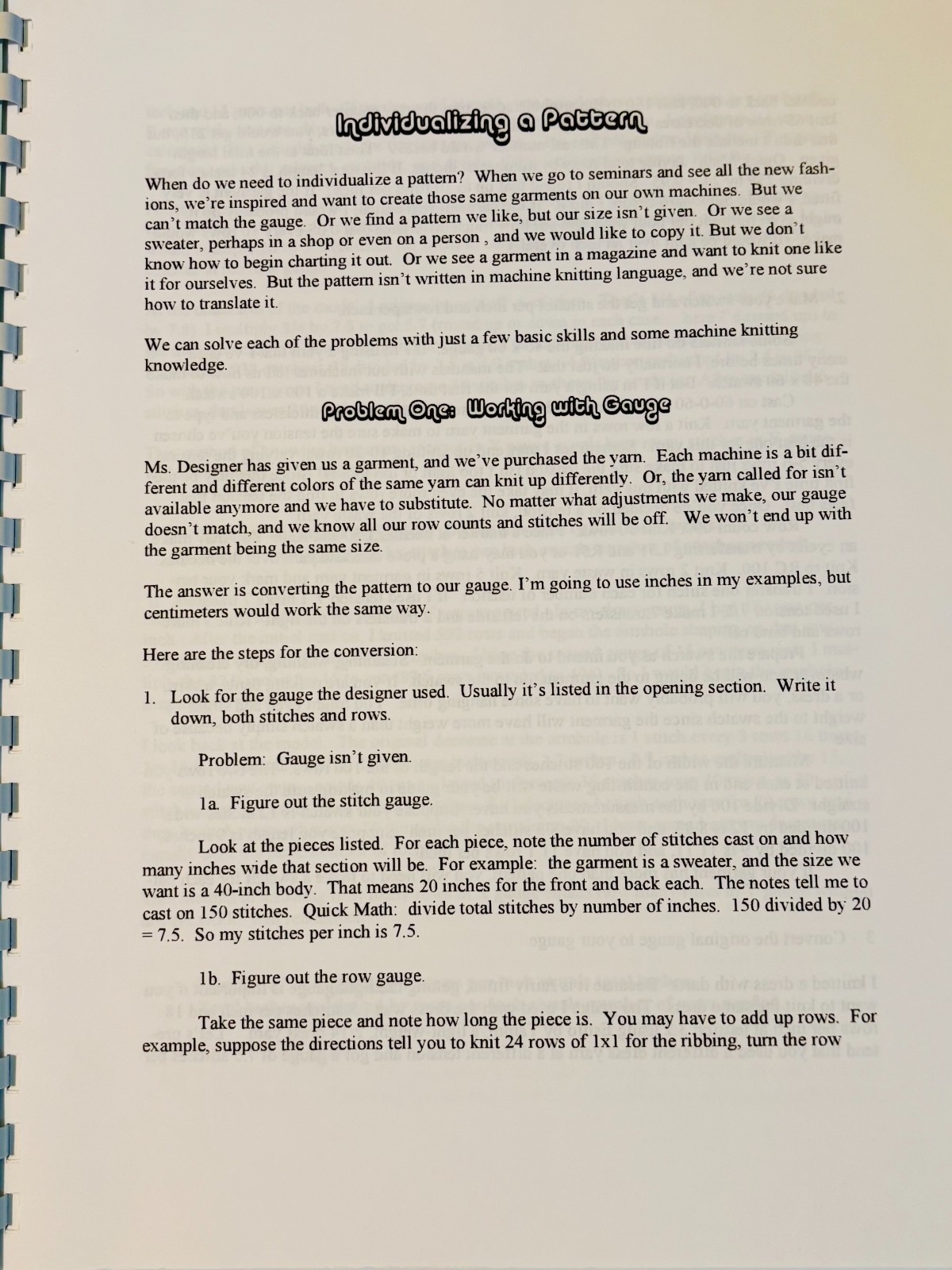 Knitting Instruction Books: Individualizing and Customizing Knitting Patterns
