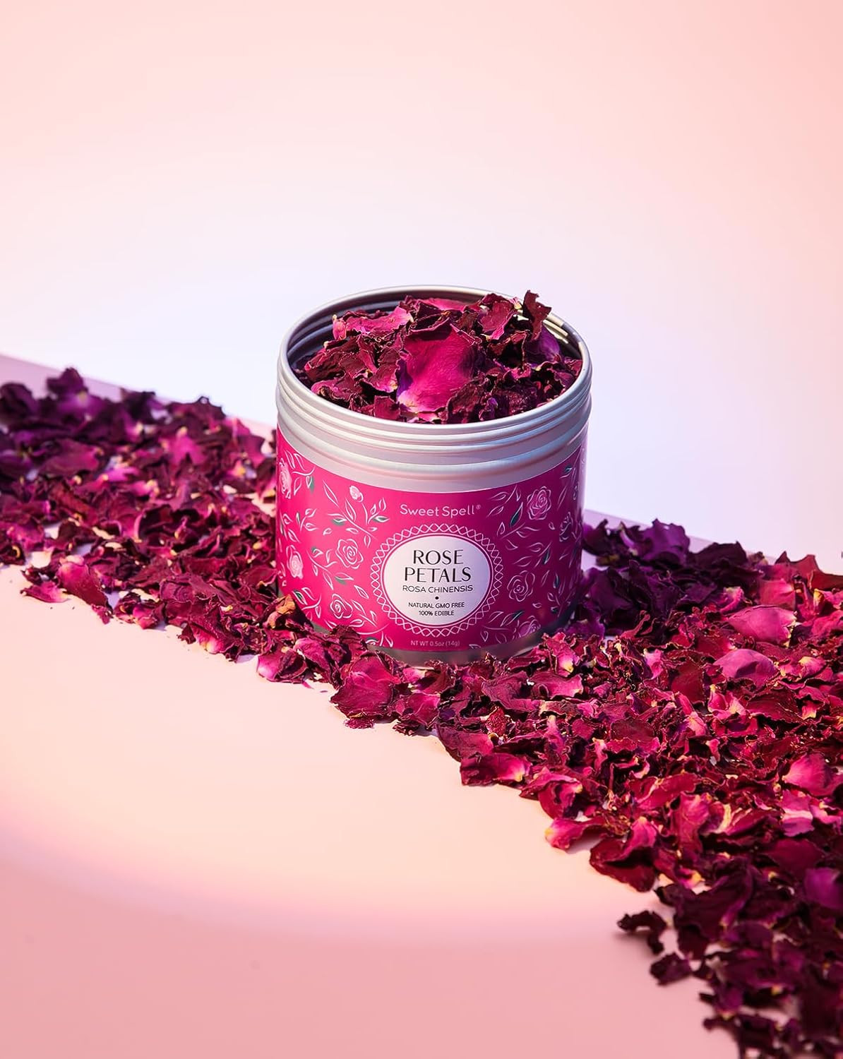 Dried Rose Petals – Edible Flowers for Drinks, Cocktails, and Cake Decoration...