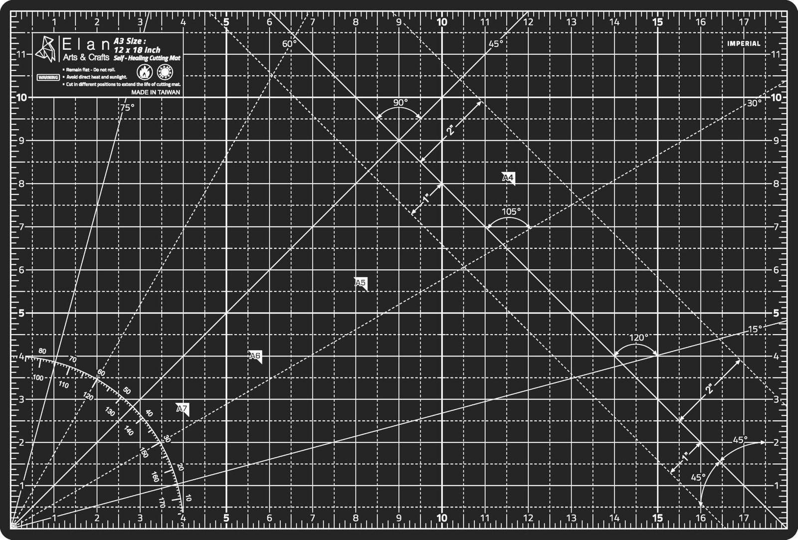 Elan Cutting Mat A3 Black & Taupe, Self Healing Cutting Mat 12x18 Inch, 5-Ply...