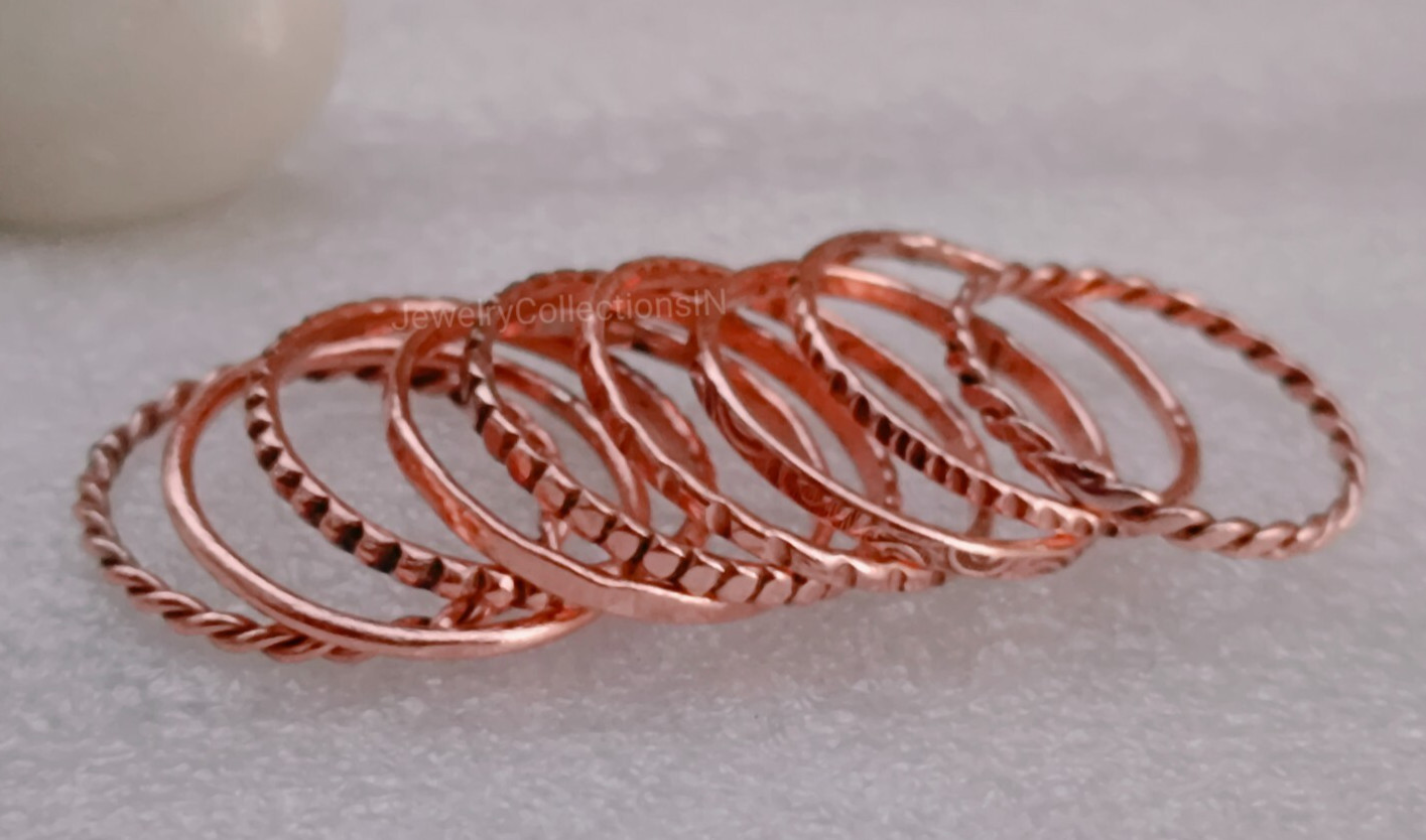 Pure Copper Stacking Ring Set Of 9 Rings Pure Copper Copper Stacking Ring B262