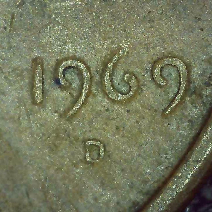 1969 D Lincoln Penny error floating roof, missing FG