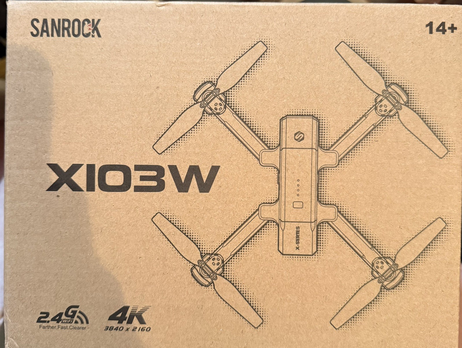 SANROCK X103W Quadcopter Drone with 4K Camera, 2.4G WiFi, Black