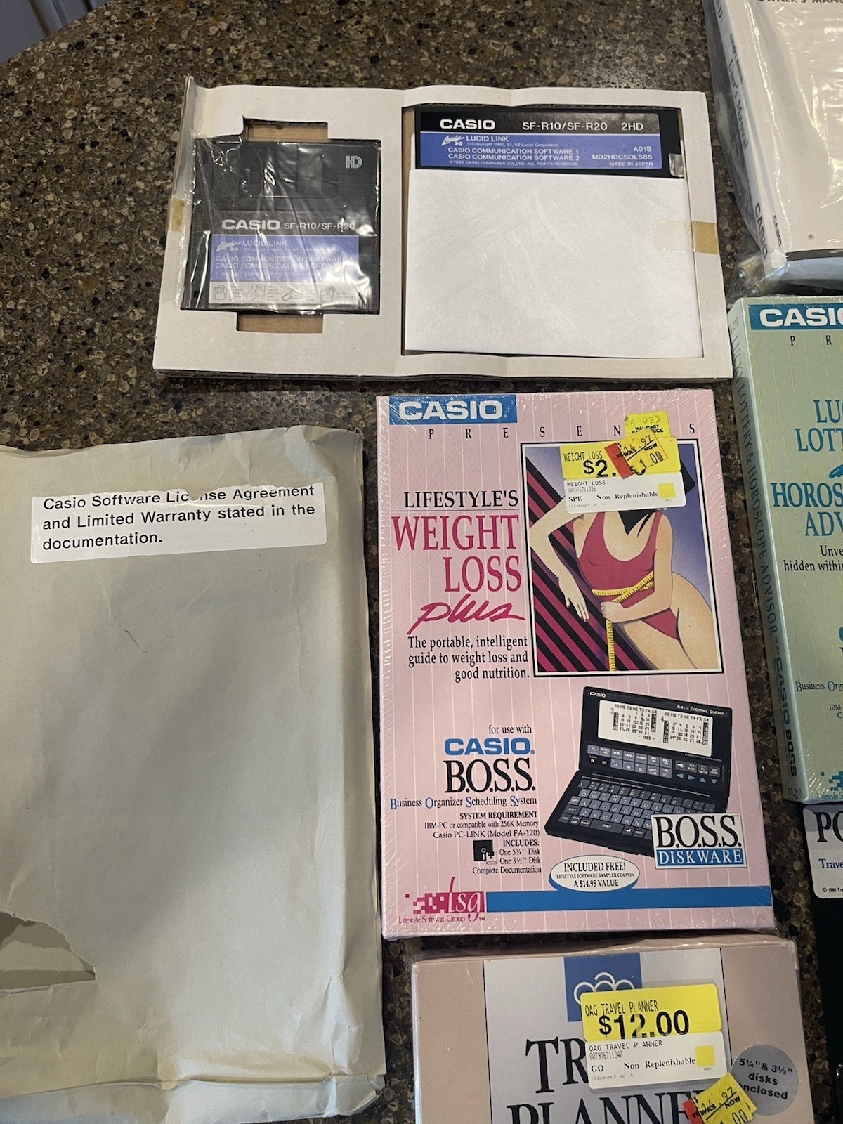 Casio Boss SF-7500 64KB DIGITAL DIARY w/cables, PC-Link, Xtra Software NEW