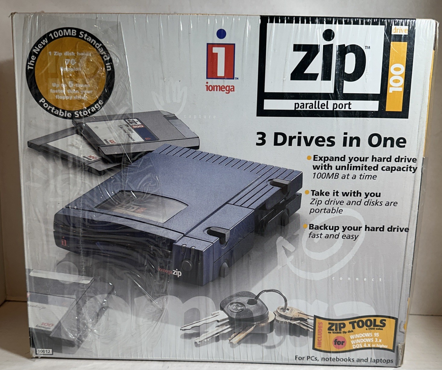 Iomega Zip 100 External 100MB Drive #10012 Parallel LPT Port
