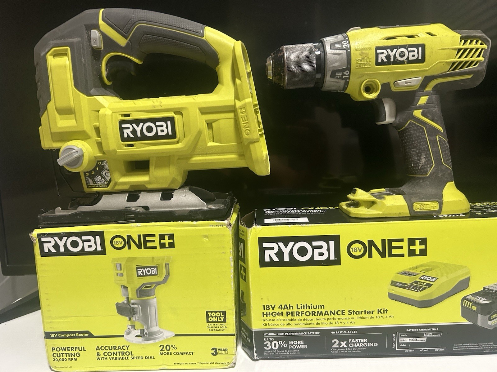 Ryobi Tools Jigsaw , Hammer Drill , Router And Battery With Charger One +