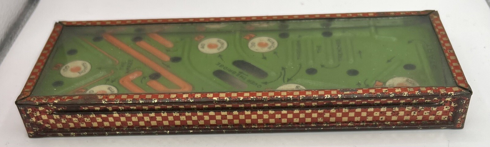 Vintage Tin Litho Miniature Handheld Golf Game - Rare! Inside VG, Case has Rust