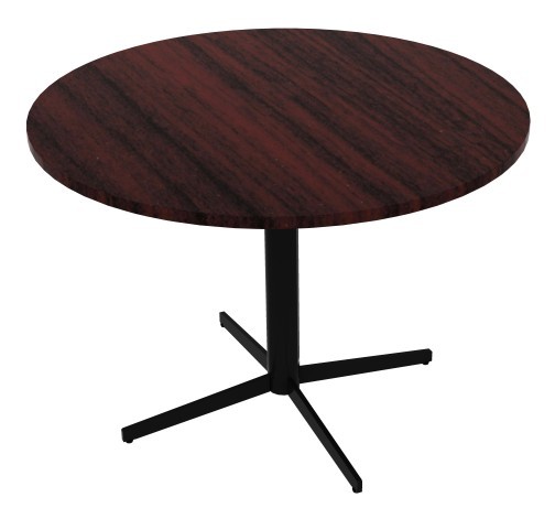OTG 36" Round Cafe Restaurant Breakroom Table Mahogany Finish Black Base