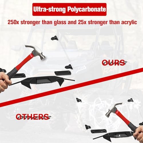 Full Windshield for RZR PRO, Clear Hard Coated Polycarbonate Vented Windscreen