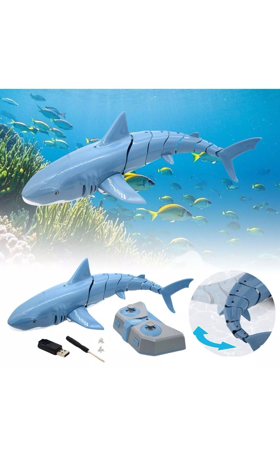 RC Shark Dolphin Water Spray Bath Pool Toy Electric Remote Control Fun For Kids