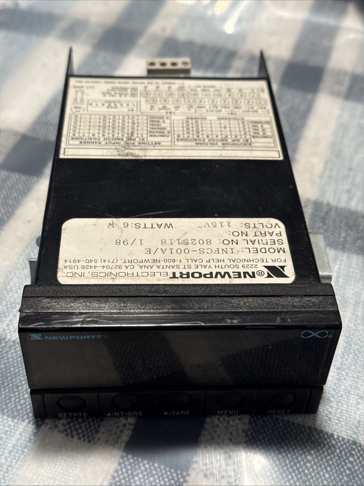 Newport Electronics INFCS-001A/E Gauge Strain Panel Meter 115VAC