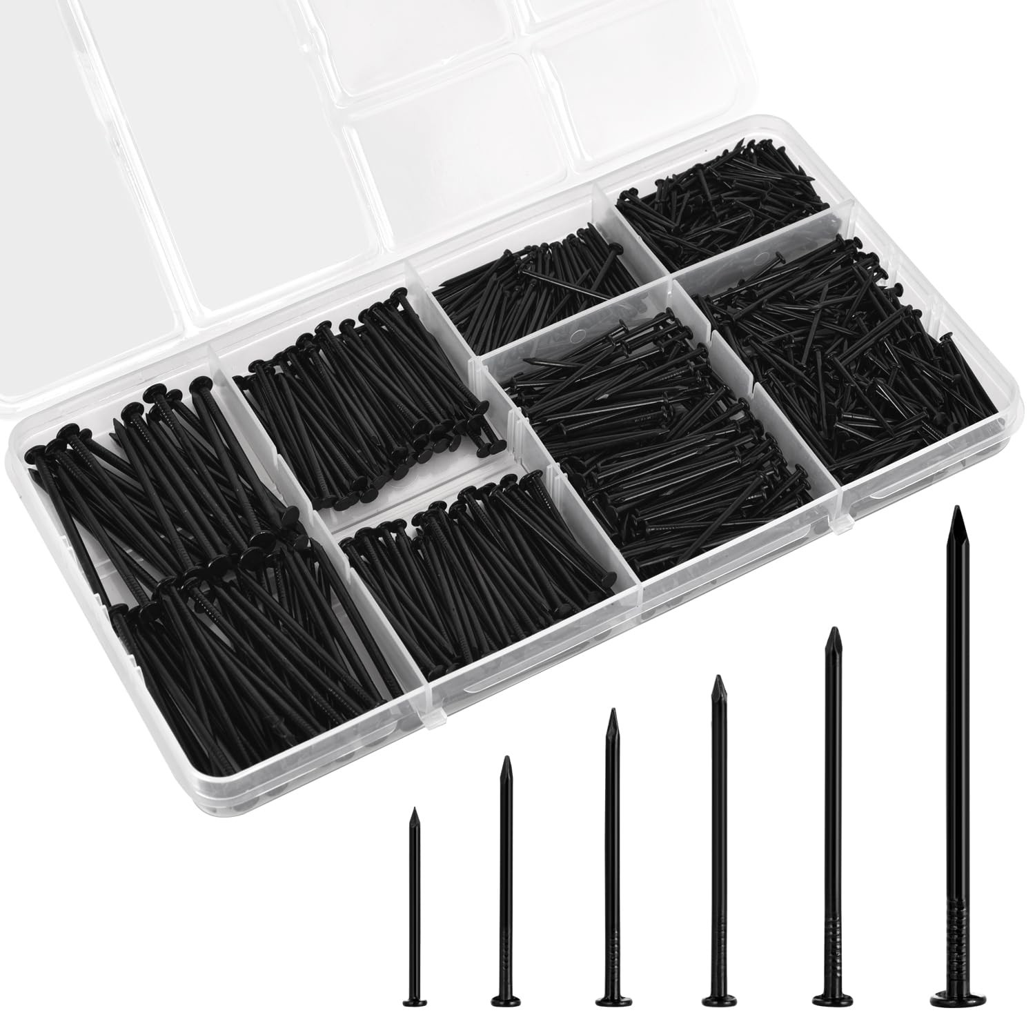 700 Pcs Black Picture Hanging Nails Kit - 6 Sizes 700Pcs Nails, Gold