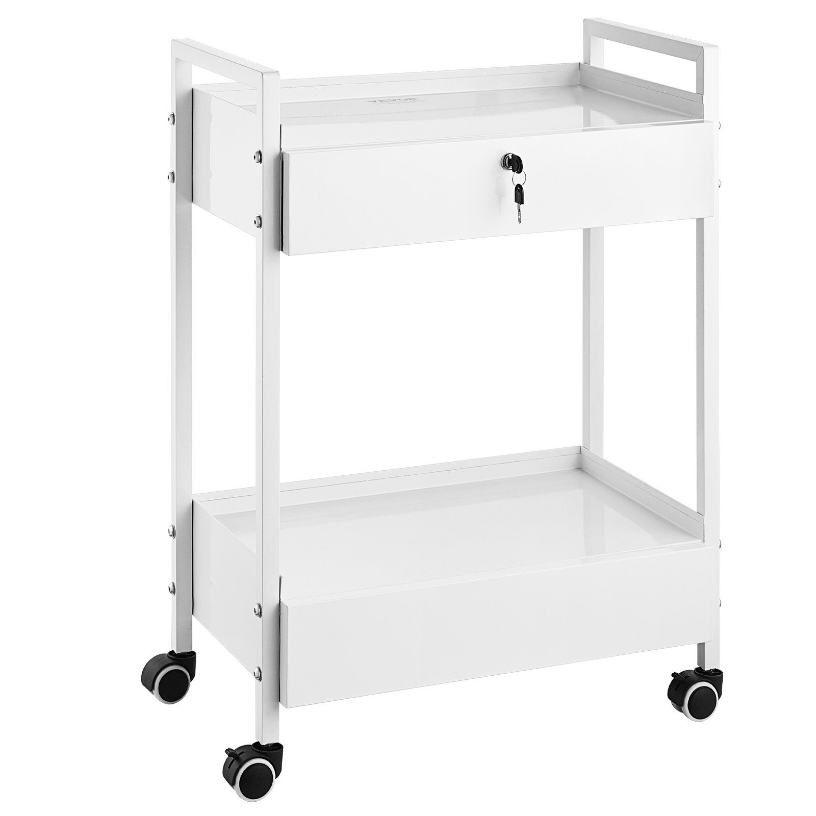 Uimoso Trolley Cart Dental Lab Medical Steel Mobile Rolling Serving Cart 2 Tiers