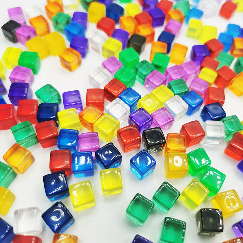 200x Acrylic Transparent Blank Cube Blocks Square Corner Dice Board DIY