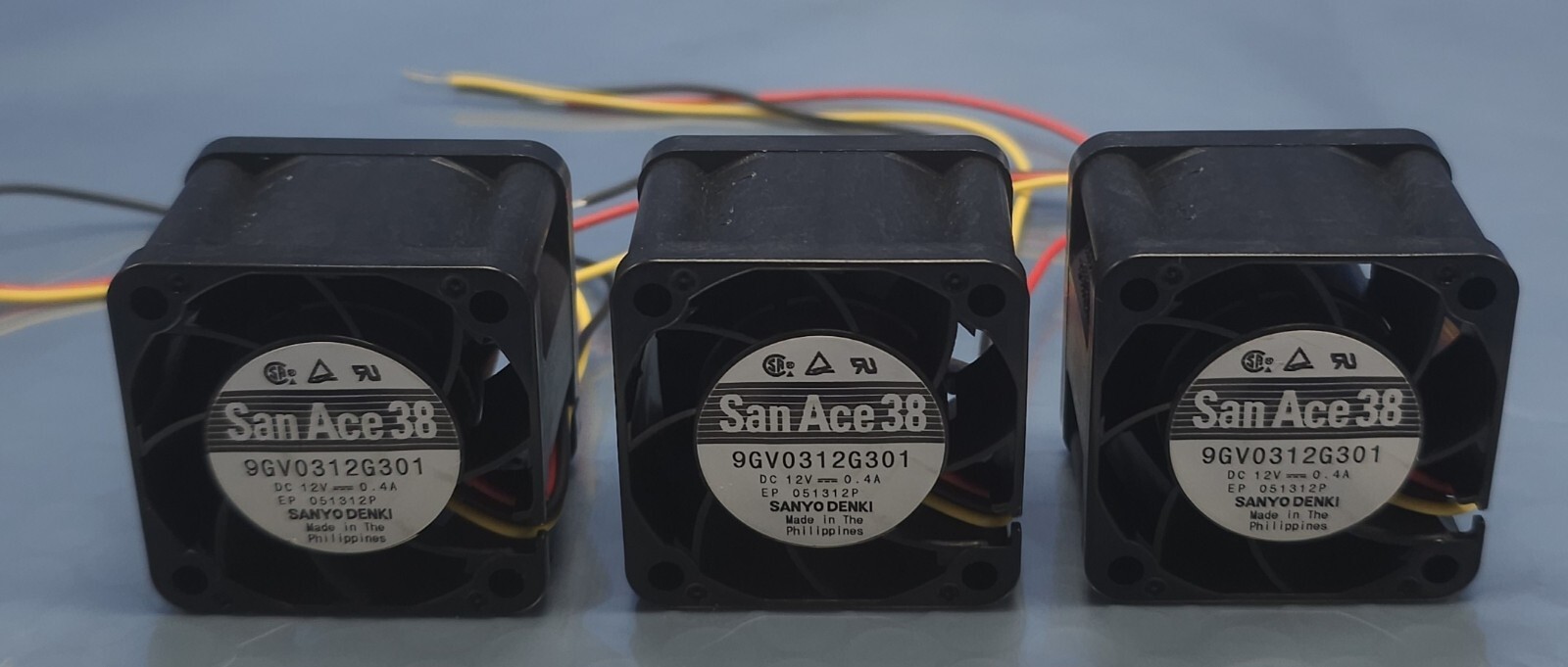 (3) SANYO DENKI | 9GV0312G301SAN | MODEL ACE 38 | 12V 0.4A | DC FAN | NEW