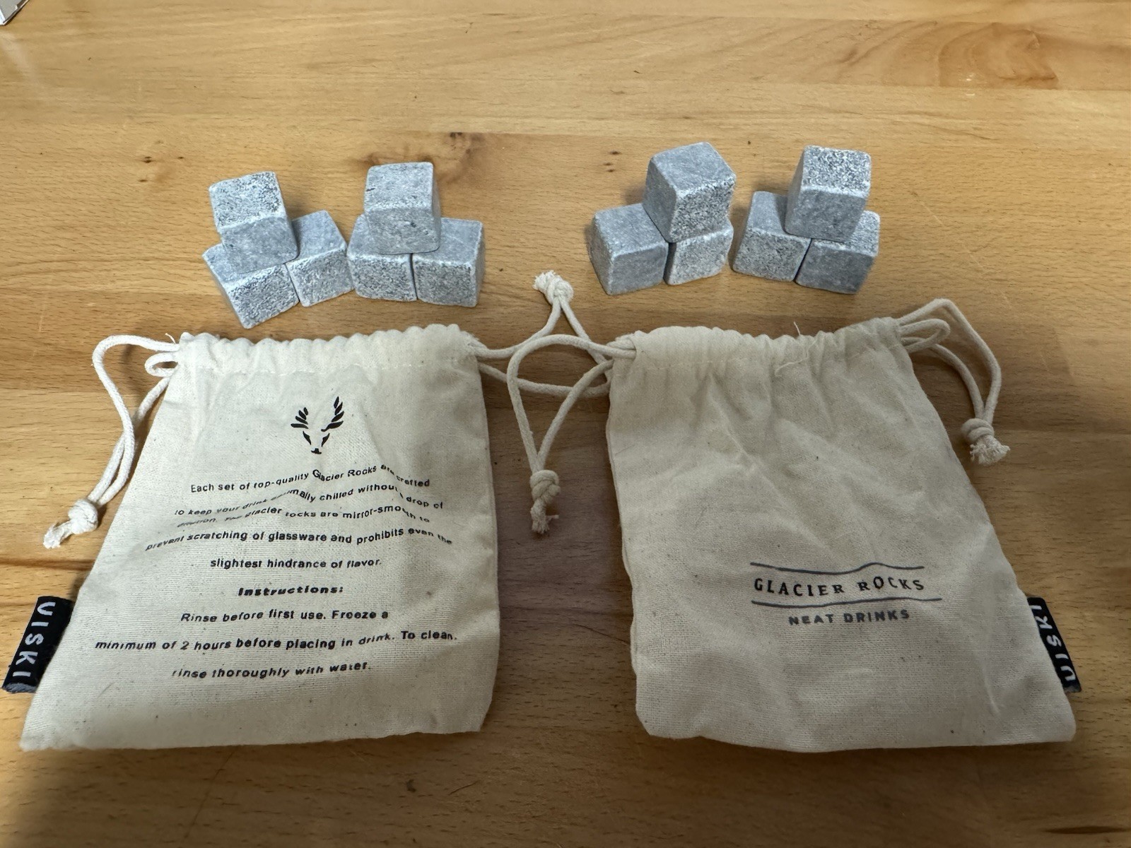 12 Cubes in Bags Viski Small Cubes Glacier Rocks (2 Sets of 6 each)