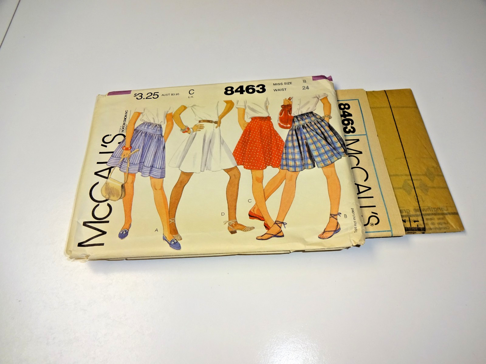 Retro 80's McCall's 8463 Misses' Skirts & Culottes Size 8 - Uncut