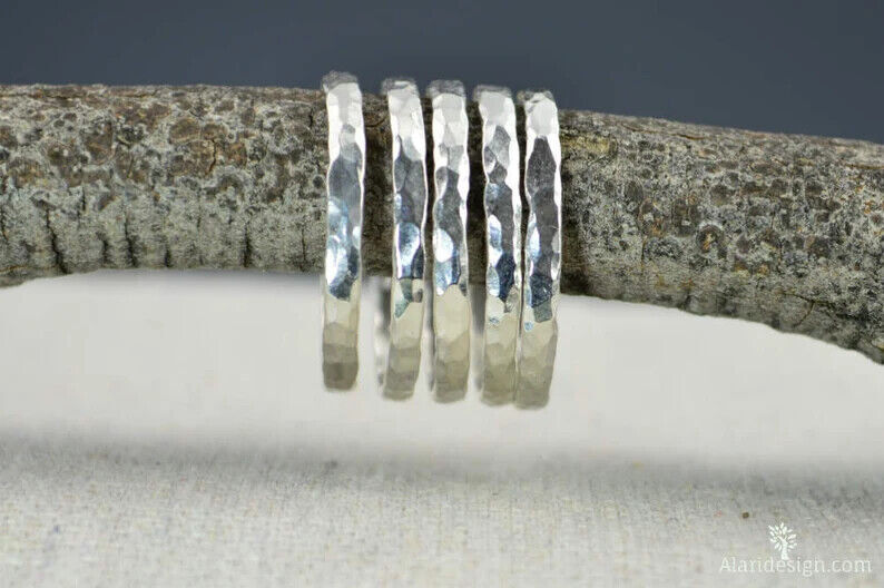 4 Set Super Thin 925 Sterling Silver Band Statement Ring Handmade Ring All size