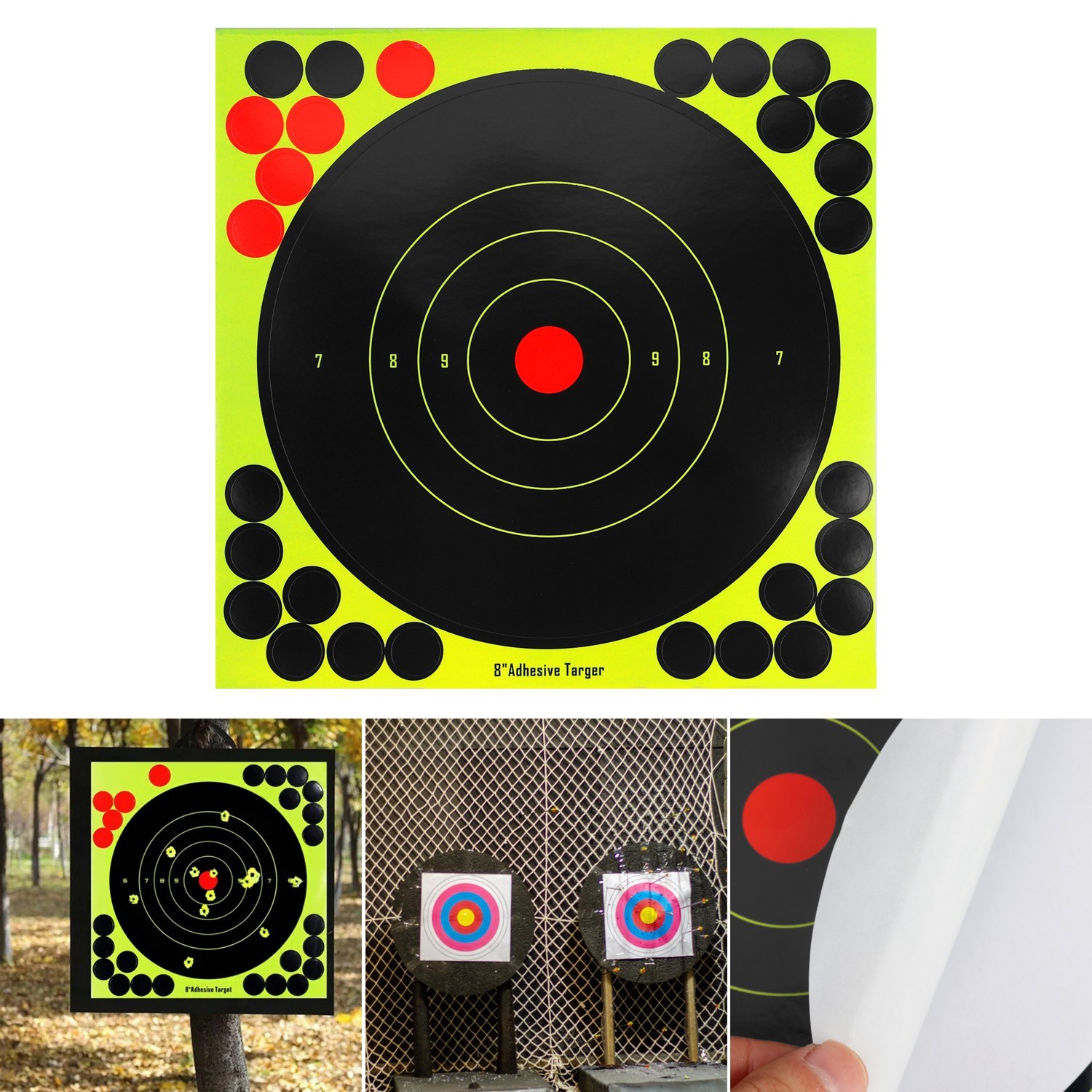 50/100 Pack 8" Shooting Targets - Paper for Rifle/Gun Practice