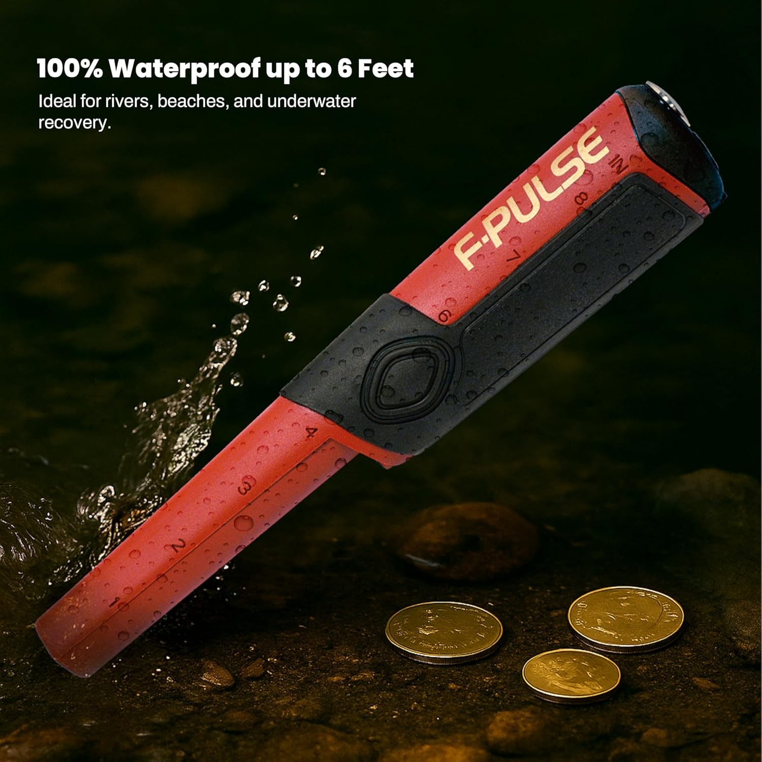 Fisher F Pulse Waterproof Pinpointer Metal Detector Red