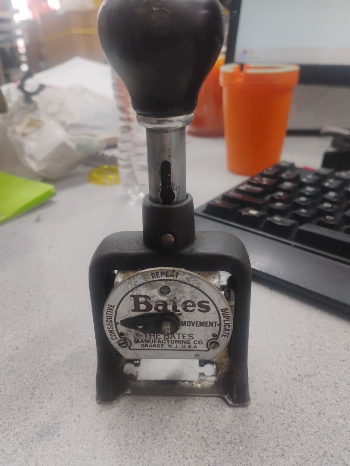 vintage Bates Numbering Machine manufactured by The Bates Manufacturing Co....