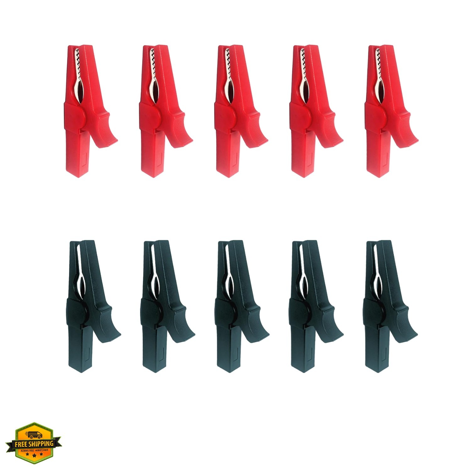 5 Pairs Fully Insulated Alligator Clips 30A Safety  Alligator Clip with Banan...