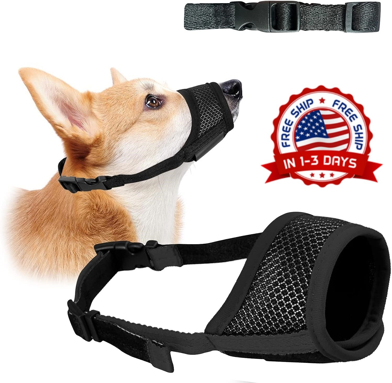 Bozal Para Perros De Rubbe Para Perros Evite Morder, Ladrar y Bucle Ajustable: M