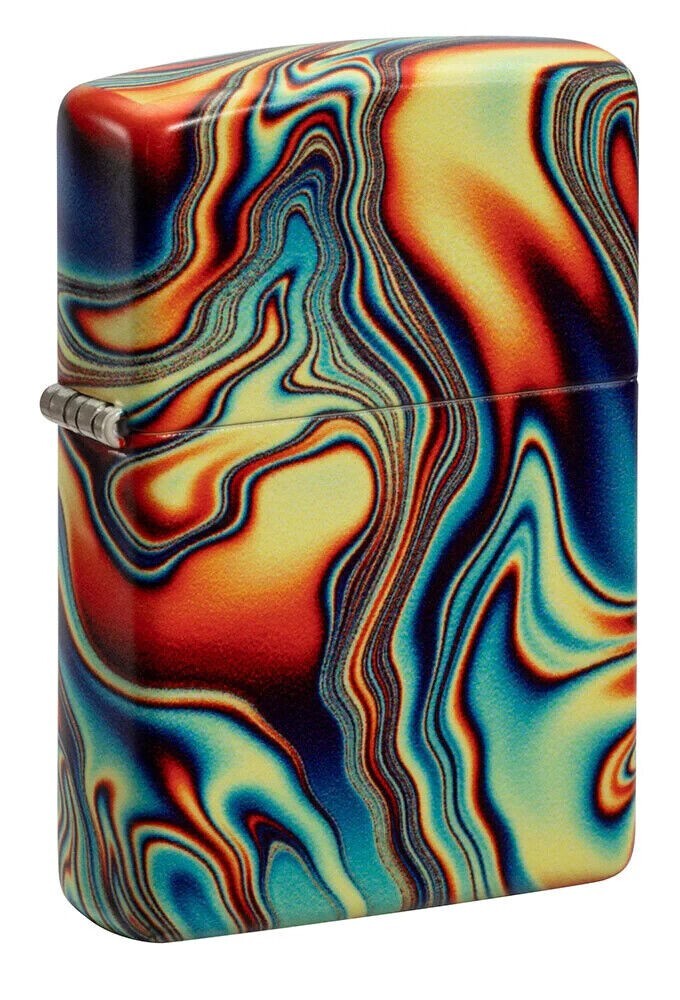 NEW ZIPPO PETROL LIGHTER COLORFUL SWIRL GLOW IN THE DARK DESIGN WINDPROOF Z48612