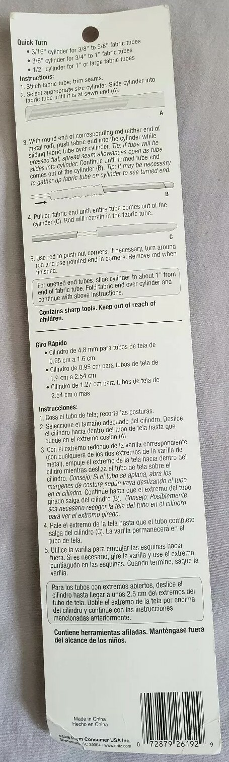 Quick Fabric Tube Turners, 3pk
