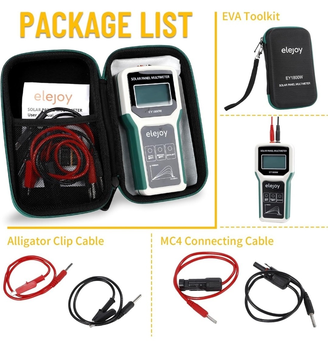 1800W Solar Panel Tester MPPT Photovoltaic Panel Multimeter, Upgraded Measuring