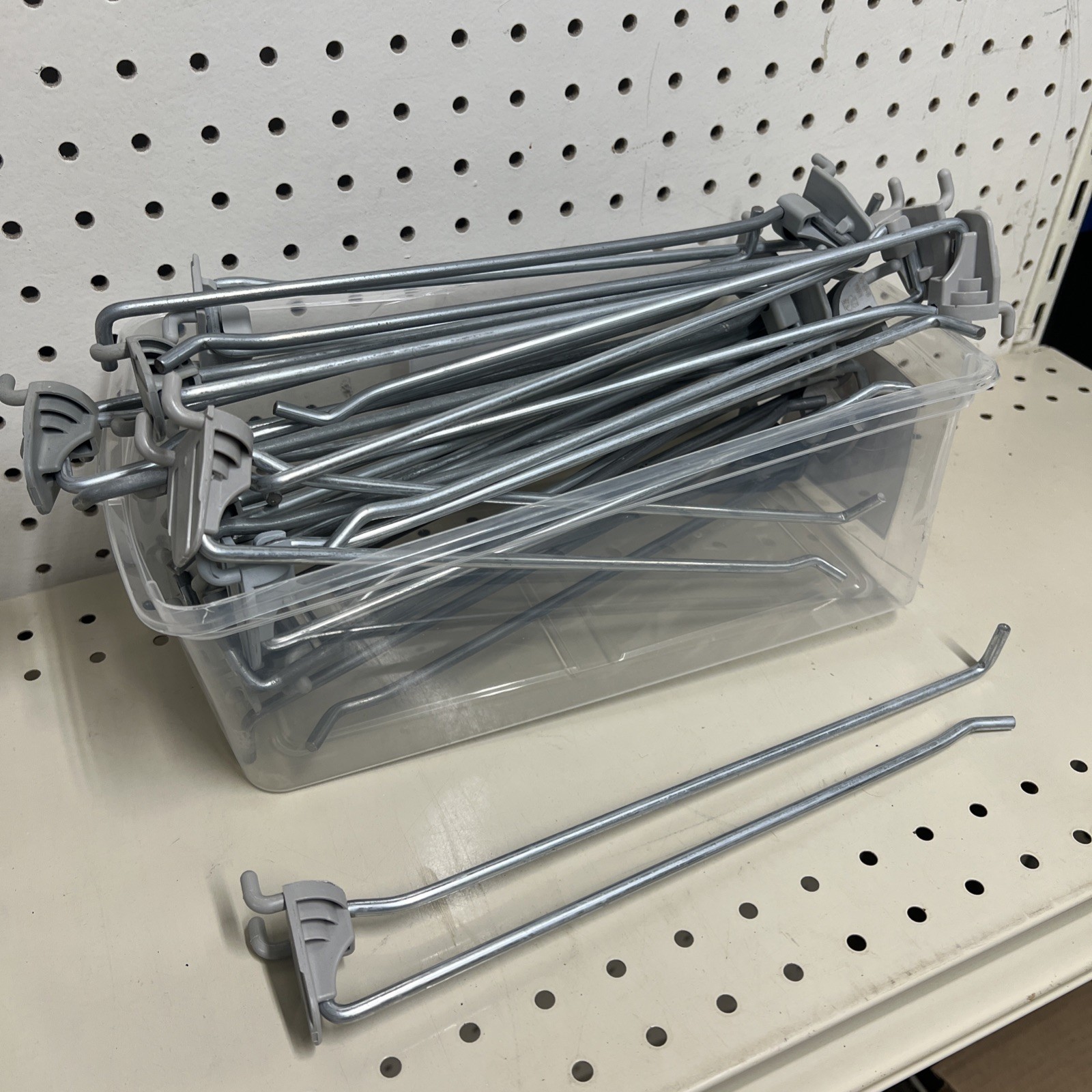 20 pc 10” PEG BOARD HOOKS Used Retail w/ price tag provision used Swing Base