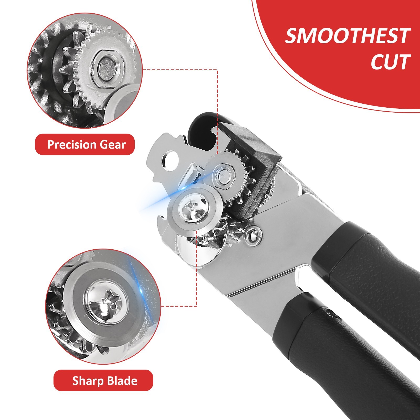 Classic Multifunction Stainless steel Can Opener Easy Comfy Handle Grip Kitchen