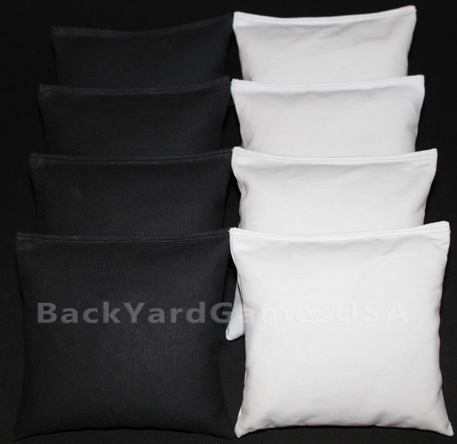CORNHOLE BEAN BAGS Black & White 8  All Weather Resin Filled